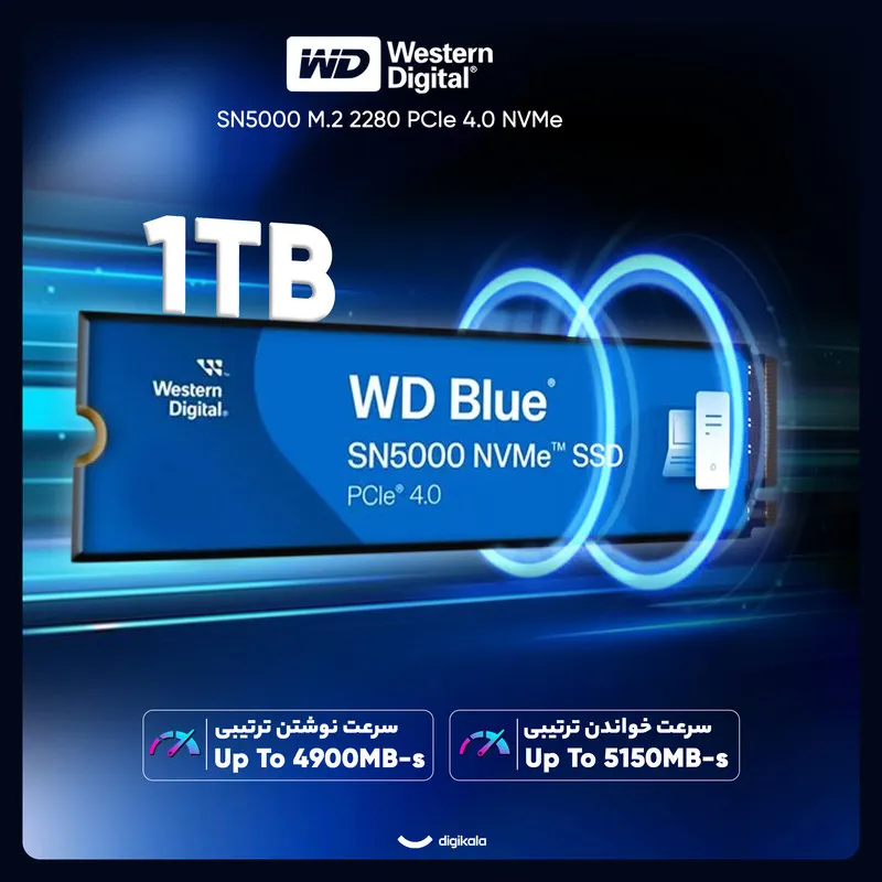 اس اس دی کارکرده اینترنال PCIe Gen4 x4 وسترن دیجیتال مدل SN5000 ظرفیت 1 ترابایت - Image 2